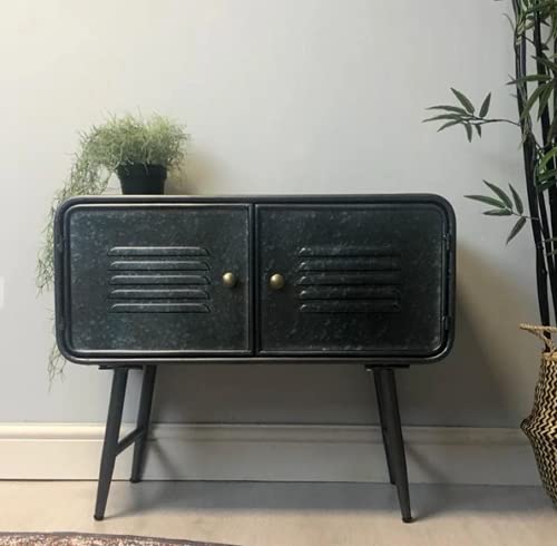 HomeWare Casadomu Industrial Metal Storage Grey Cabinet Sideboard 2 Doors Rustic Cupboard Unit New H 58cm W 70cm D 30cm