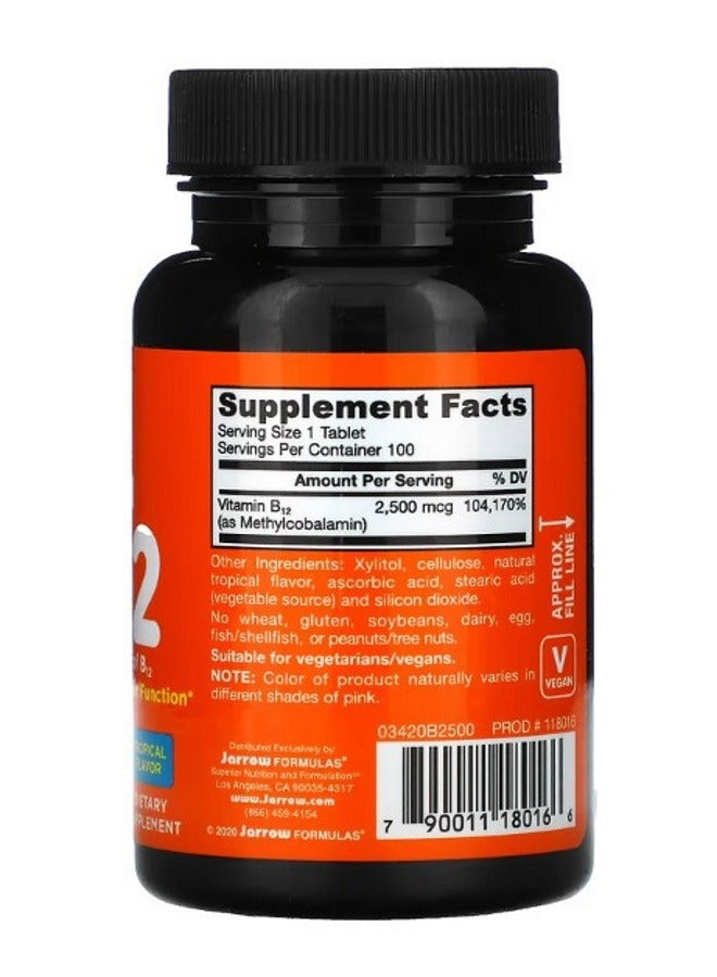jarrow formulas Methyl B12 Tropical  2500 mcg 100 Chewable Tablets - Image 2