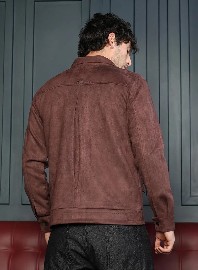 CAHOOT  Men's Chocolate Brown Suede Bomber Jacket for Men | Best Price UAE