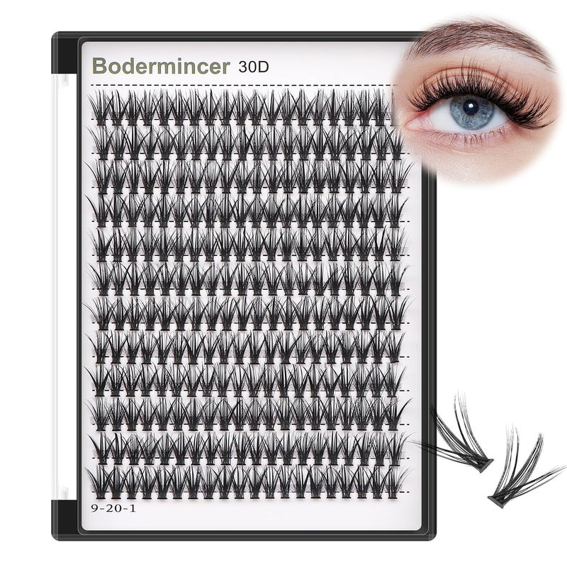Bodermincer 7D10D20D30D40D50D60D80D100D Lash Cluster 240pcs D Curl Individual Cluster Eyelashes Fluffy false Eyelashes Extension Lash Cluster DIY at Home 30D16mm