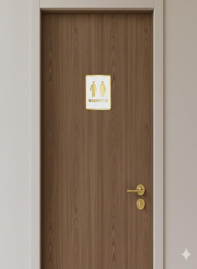 لافتة باب حمام أنيقة من الأكريليك الأبيض الذهبي الفاخر من BerryBox، سهلة التركيب بشريط لاصق ذاتي، مناسبة للفنادق والمكاتب والمنتجعات والجمعيات والشركات والمستشفيات - Image 3