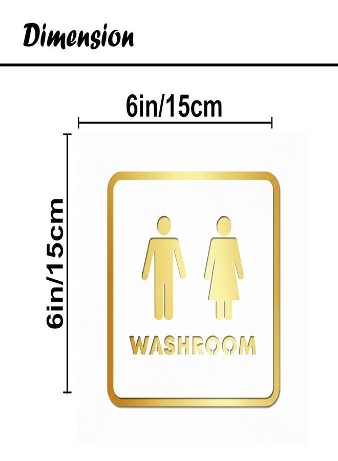 لافتة باب حمام أنيقة من الأكريليك الأبيض الذهبي الفاخر من BerryBox، سهلة التركيب بشريط لاصق ذاتي، مناسبة للفنادق والمكاتب والمنتجعات والجمعيات والشركات والمستشفيات - Image 2