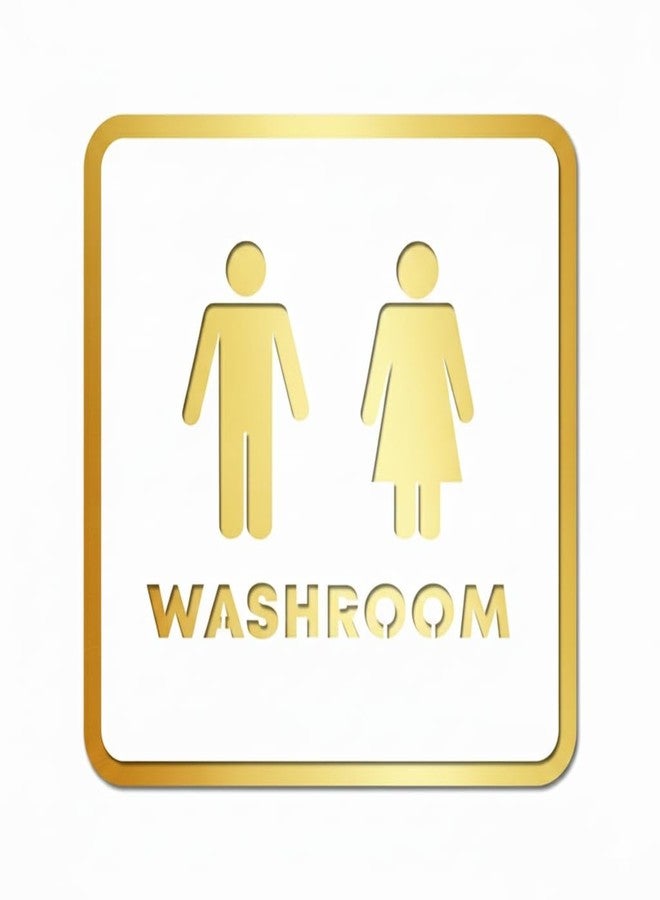 لافتة باب حمام أنيقة من الأكريليك الأبيض الذهبي الفاخر من BerryBox، سهلة التركيب بشريط لاصق ذاتي، مناسبة للفنادق والمكاتب والمنتجعات والجمعيات والشركات والمستشفيات - Image 1