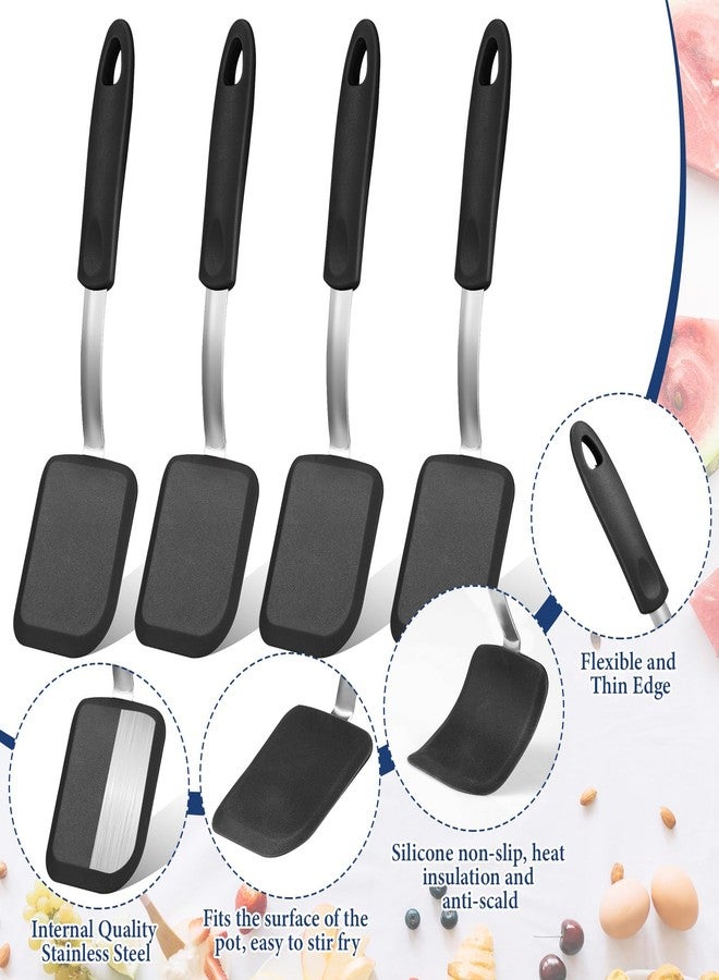 Gejoy 4 Pcs Silicone Cookie Spatula Turner Mini Brownie Spatula Flexible Silicone Spatulas Nonstick Cookware Heat Resistant No Scratch Flipper Baking Utensils for Egg Pancake(Black) - Image 3