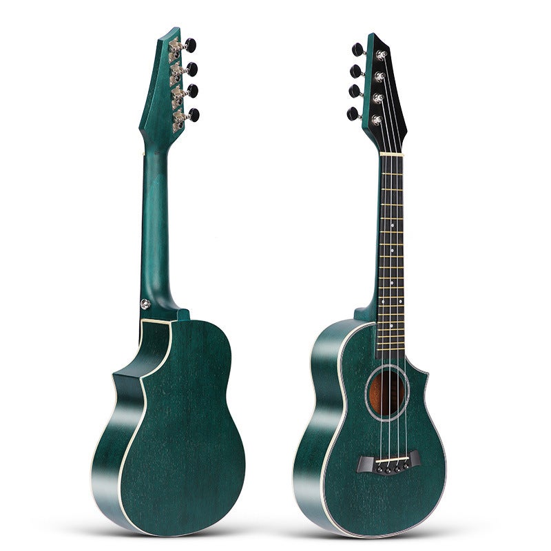 Generic Ukulele 23 inch peach blossom core Wood small four string missing angle ukulele small guitar electric guitar head musical instrument wholesale23 inch-ukulele [electric guitar head-missing corner] Green 23 inch-ukulele [electric guitar head-missing corner] Green 