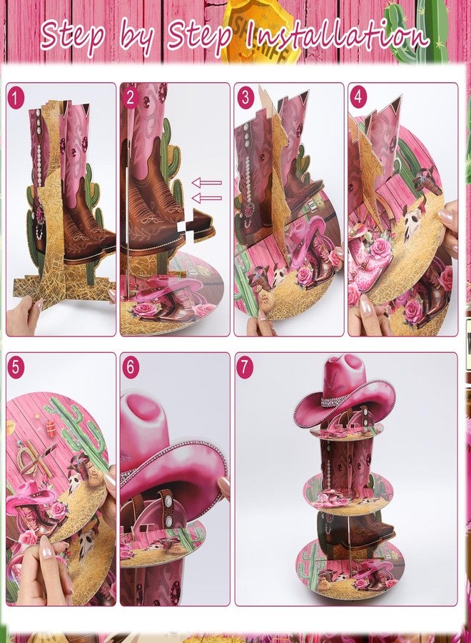 Keluna Boots on The Ground Party Decorations - 3 Tier Western Cowgirl Themed Cupcake Stand Boots on The Ground Dessert Tower Party Decor for Birthday Wild West Cowgirl Theme Baby Shower Decorations - Image 4