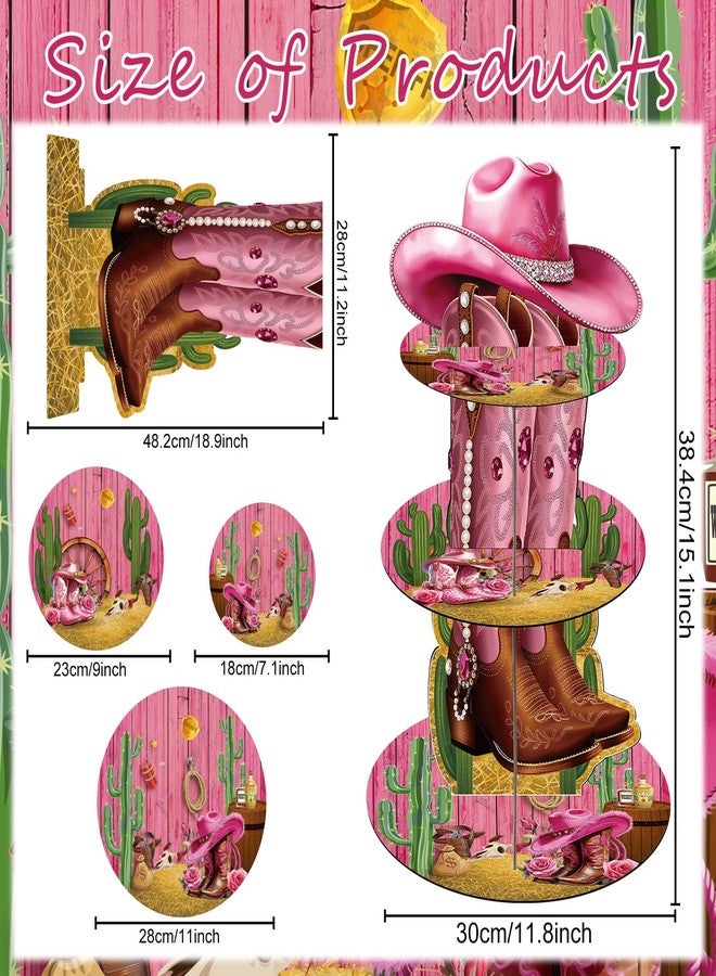 Keluna Boots on The Ground Party Decorations - 3 Tier Western Cowgirl Themed Cupcake Stand Boots on The Ground Dessert Tower Party Decor for Birthday Wild West Cowgirl Theme Baby Shower Decorations - Image 2