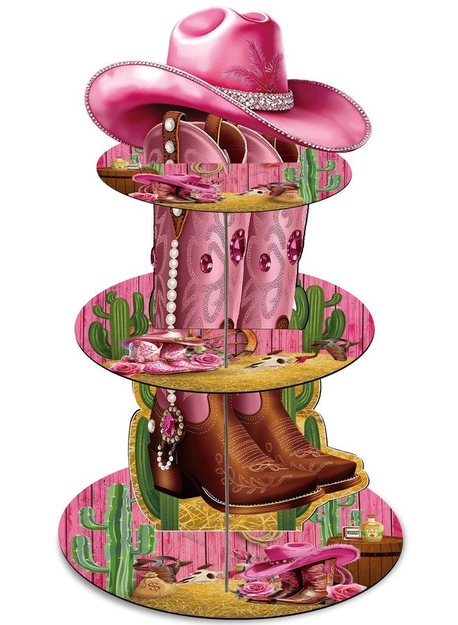 Keluna Boots on The Ground Party Decorations - 3 Tier Western Cowgirl Themed Cupcake Stand Boots on The Ground Dessert Tower Party Decor for Birthday Wild West Cowgirl Theme Baby Shower Decorations - Image 1