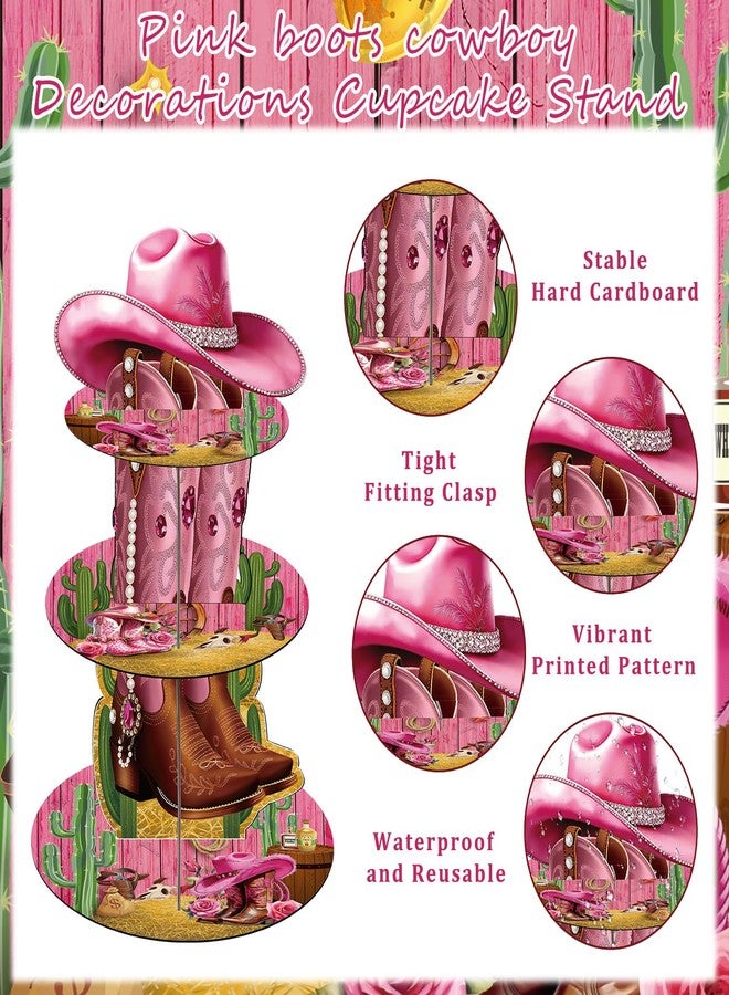 Keluna Boots on The Ground Party Decorations - 3 Tier Western Cowgirl Themed Cupcake Stand Boots on The Ground Dessert Tower Party Decor for Birthday Wild West Cowgirl Theme Baby Shower Decorations - Image 3