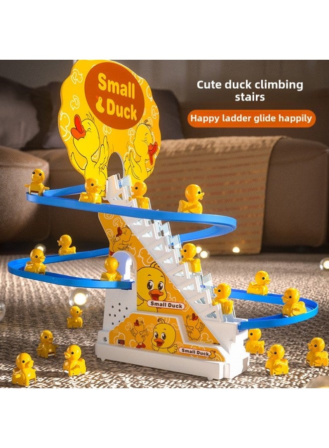 Children's Little Yellow Duck Climbing Stairs Educational Electric Track One Year Old Girl Boy Baby Toy Slide-Colour: Stair Climbing Yellow Duck 1 Sound Effect  Comes With Ordinary Battery + Screwdriver  - Image 3