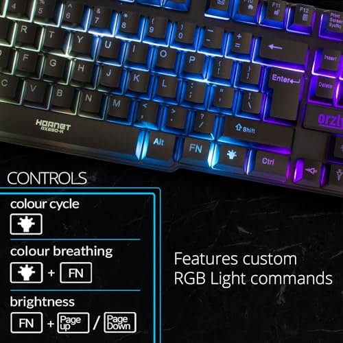 Orzly Gaming Keyboard RGB USB Wired Rainbow Keyboards Designed for PC Gamers, PS4, PS5, Laptop, Xbox, Nintendo Switch, RX-250 Hornet Edition (Black) Brand - Image 3
