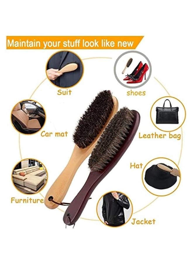 Generic - Clothes Brush Garment Brush Lint Remover Brush with Genuine Soft Horsehair and Wooden Handle for Coat Men Suits Shoes Jacket Furniture Car Mat and Pet Hair 1-Pack, Suit Brush - Image 1