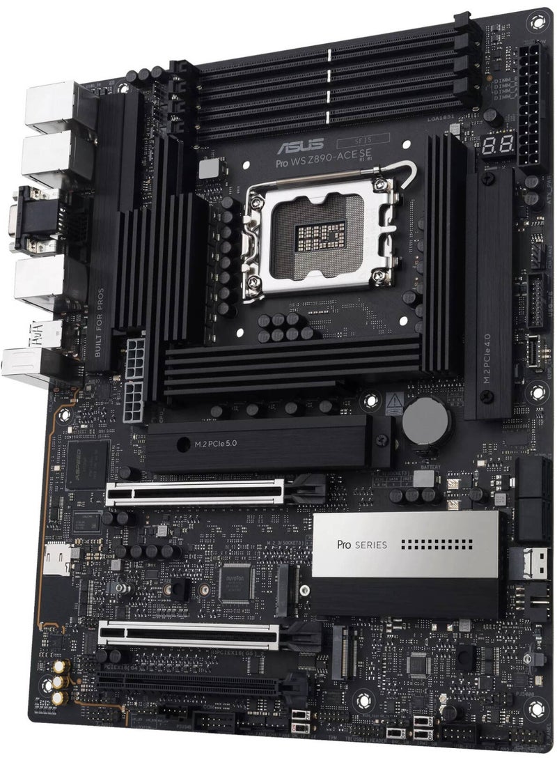 ASUS Pro WS Z890‑ACE SE Workstation Motherboard, Intel LGA1851 Core Ultra CPU Support, Up To DDR5 4x256GB, PCIe 5.0 Dual GPU, 4x M.2 NVMe Slots, 10Gb + 2.5Gb LAN, Thunderbolt 4, AI Overclocking & Cooling, ATX | 90MB1JC0-M0EAY0 - Image 4