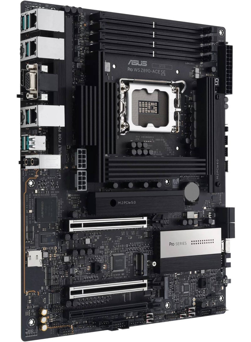 ASUS Pro WS Z890‑ACE SE Workstation Motherboard, Intel LGA1851 Core Ultra CPU Support, Up To DDR5 4x256GB, PCIe 5.0 Dual GPU, 4x M.2 NVMe Slots, 10Gb + 2.5Gb LAN, Thunderbolt 4, AI Overclocking & Cooling, ATX | 90MB1JC0-M0EAY0 - Image 3