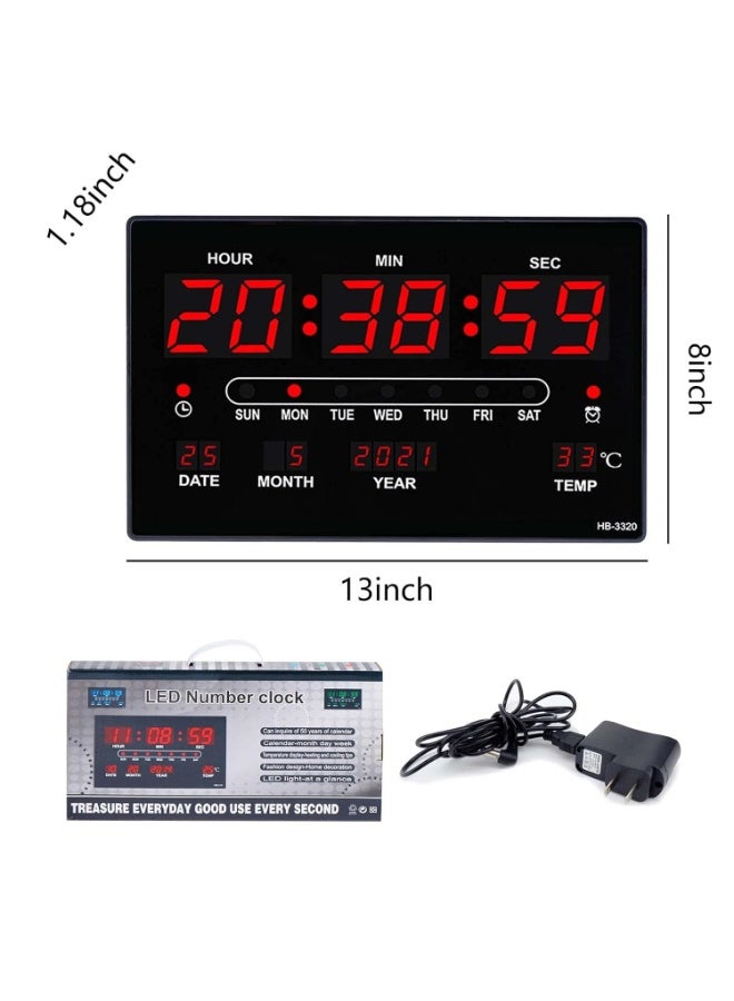 Digital Wall Clock Large Display,13inch Led Decorative Wall Table Alarm Clock with Calendar, Date, Temperature, Gifts for Elderly, Kids, Impaired Vision, Seniors, Dementia - Image 4
