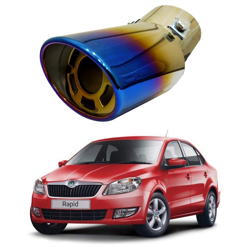 Oshotto Stainless Steel SS-008 Car Exhaust Muffler Silencer Cover Compatible with Skoda Rapid (Multicolor) - Image 1