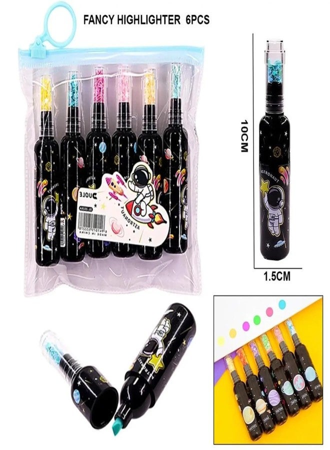Natali Traders Glitter Highlighter Marker for Kids Sparkle Sketch Markers Bottle Shape Pens 6 Colors Set Gift for Kids Boys, Girls - Image 2