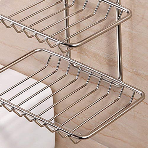 SITOVI Wall Mounted Double Layer soap Dish Holder Stainless Steel Wall Hanging Soap Storage Rack for Kitchen Bathroom (Silver) - Image 4