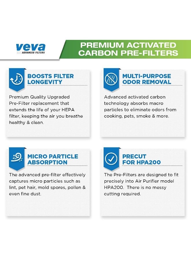 VEVA Air Purifier Filter Replacements  6 Pack Precut  Compatible with Honeywell HPA200 Purifiers  Premium Activated Carbon PreFilters - Image 3