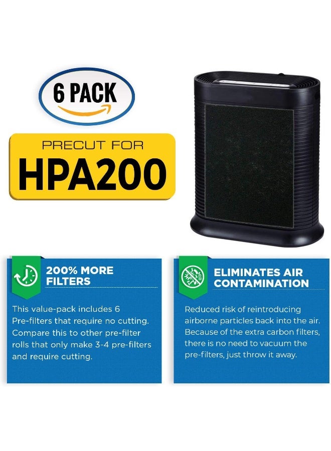 VEVA Air Purifier Filter Replacements  6 Pack Precut  Compatible with Honeywell HPA200 Purifiers  Premium Activated Carbon PreFilters - Image 2