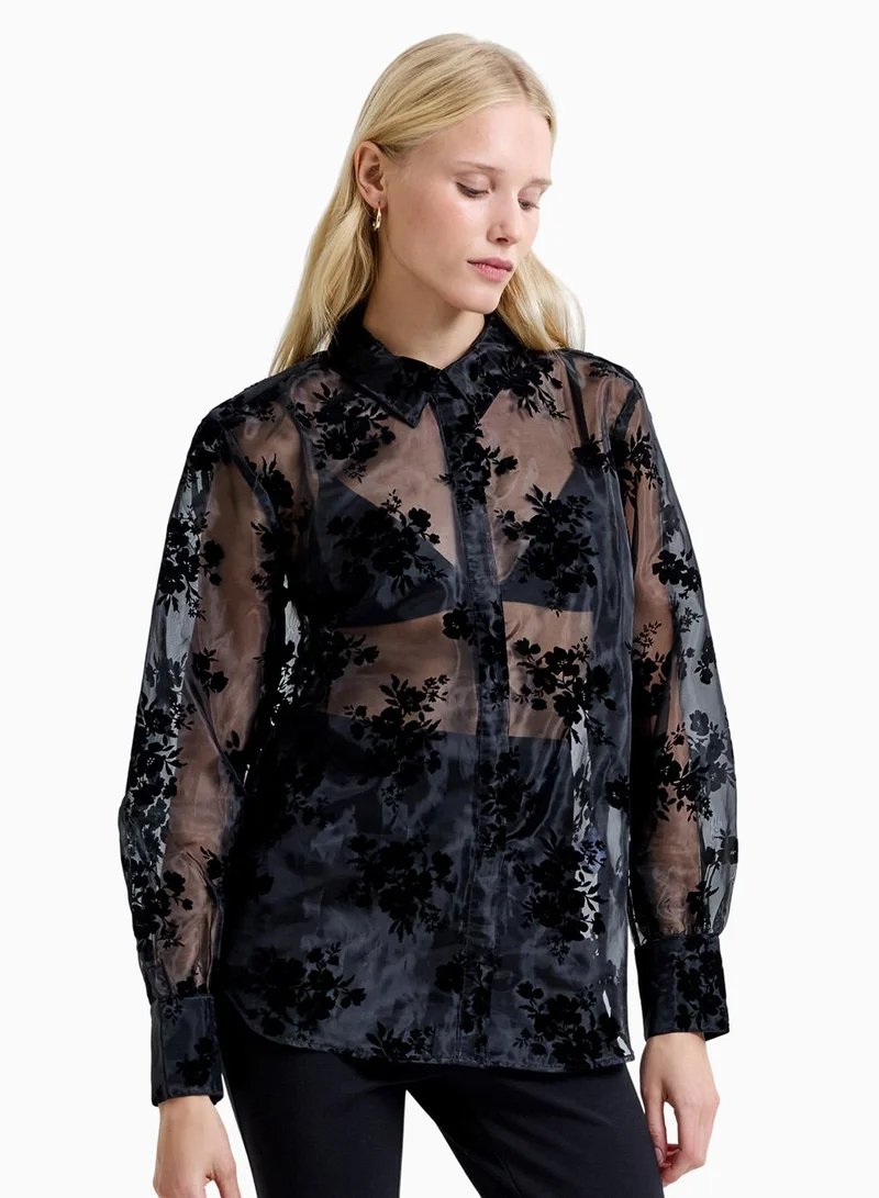 Mika Flocked Organza Shirt