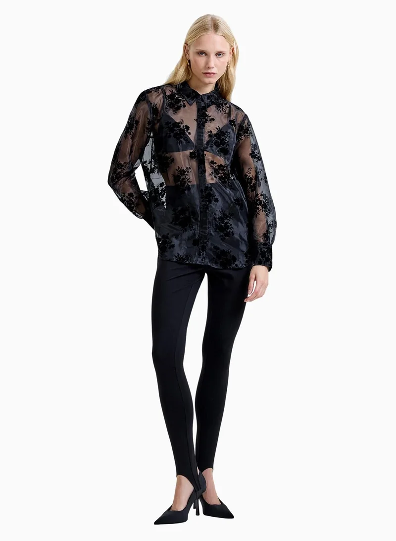 French Connection Mika Flocked Organza Shirt