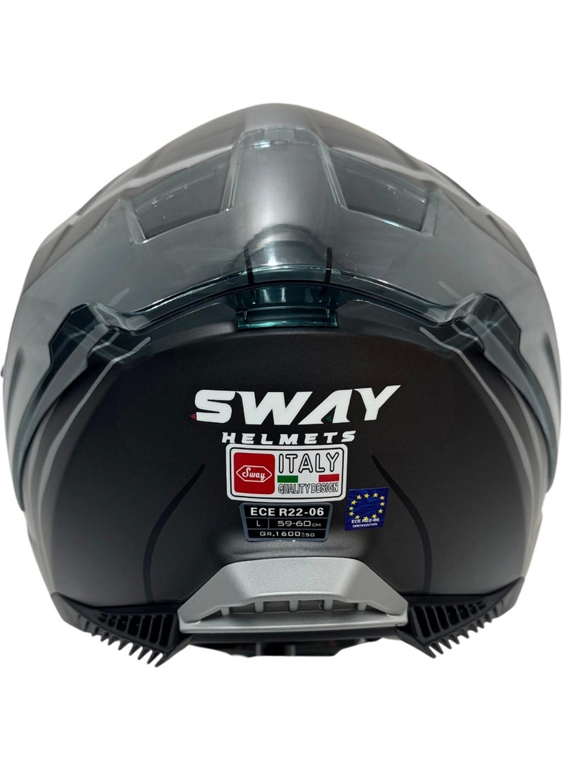 sway Helmet Sw 865 Space Black White With Sunglasses  - Image 4