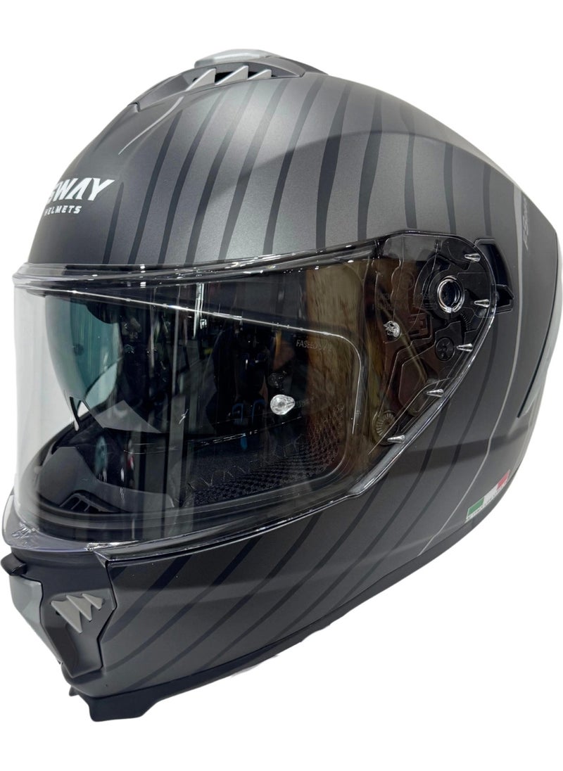 sway Helmet Sw 865 Space Black White With Sunglasses  - Image 1
