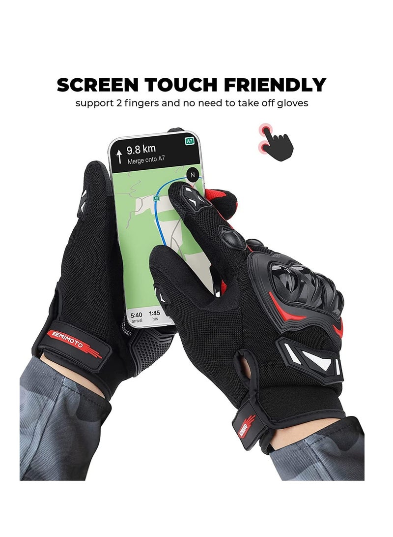 SYOSI Motorcycle Gloves For Men Full Finger Touchscreen Motorbike Gloves Anti-Slip Outdoor Hard Knuckle Leather - Image 2