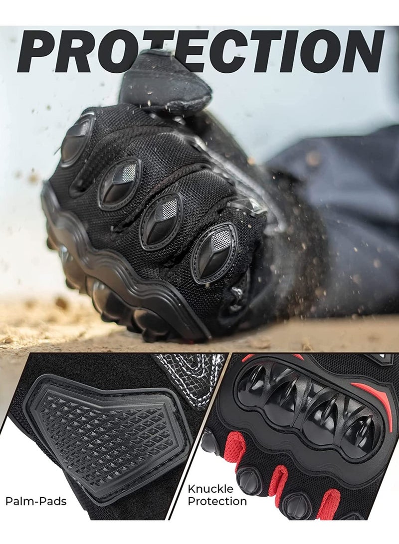 SYOSI Motorcycle Gloves For Men Full Finger Touchscreen Motorbike Gloves Anti-Slip Outdoor Hard Knuckle Leather - Image 3