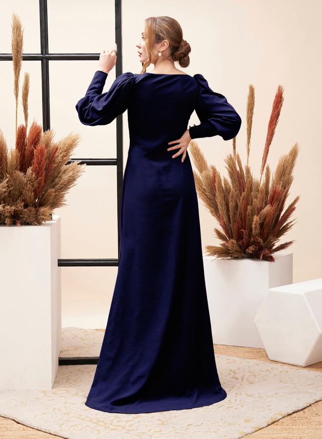 Mish Beaded Embellished Boat Neck Draped Maxi Dress by Styli - Image 5