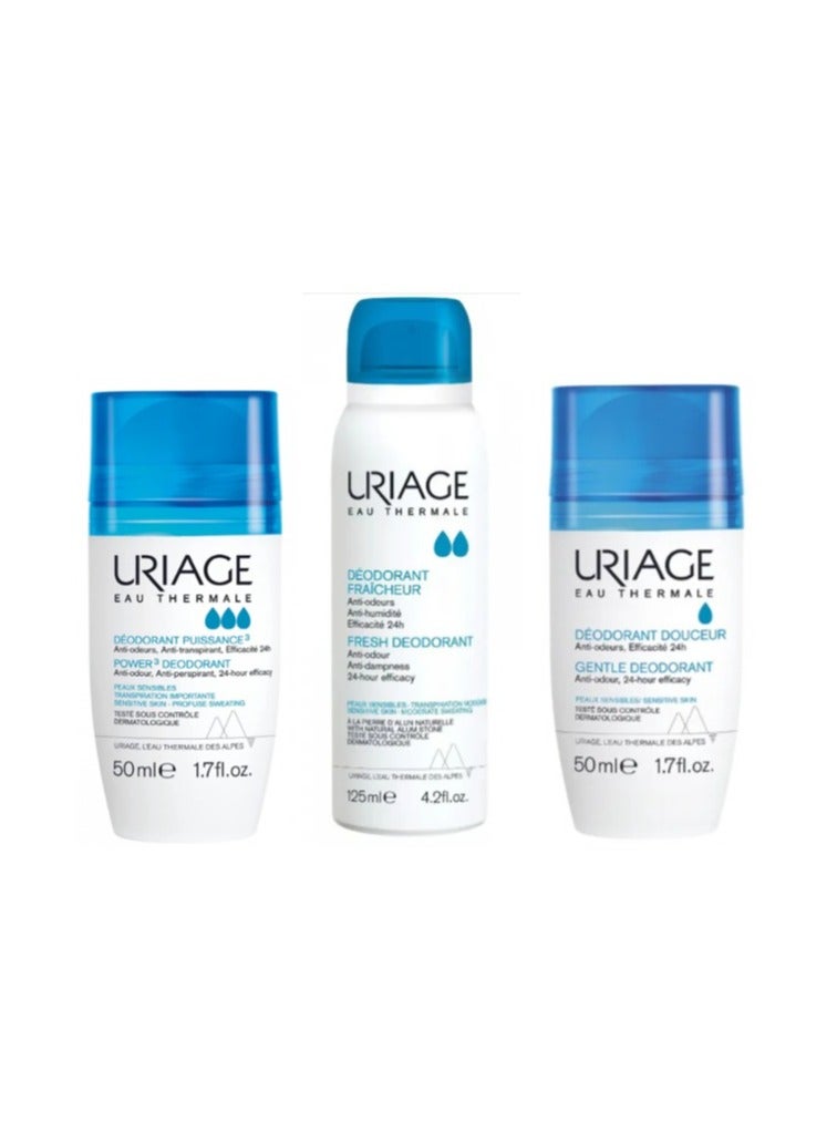 Deodorant Gentle White 50ml + Deodorant Puissance Clear 50ml + Deodorant Fresh Spray 125ml
