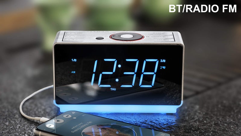 iTOMA Alarm Clock Radio with Bluetooth Speaker, FM Radio, Dual Alarm with Snooze, Large LED Display, Dimmer Control, USB Charging Output and Night Light CKS708 - Image 2