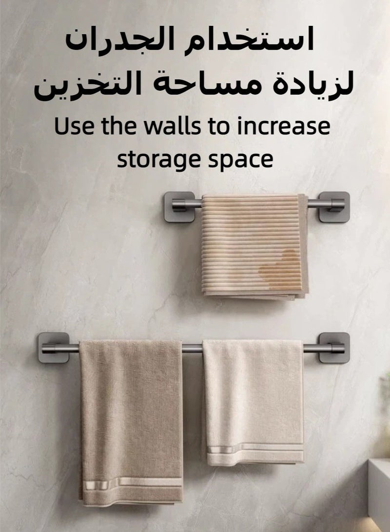 70 cm Wall Mount Towel Bar, Towel Holder, Rust Proof Self-adhesive Towel Rack, Towel and Wash Cloth Hanging Storage Accessories,  Drying Stand, Suitable For Bathrooms, Kitchens - Image 2