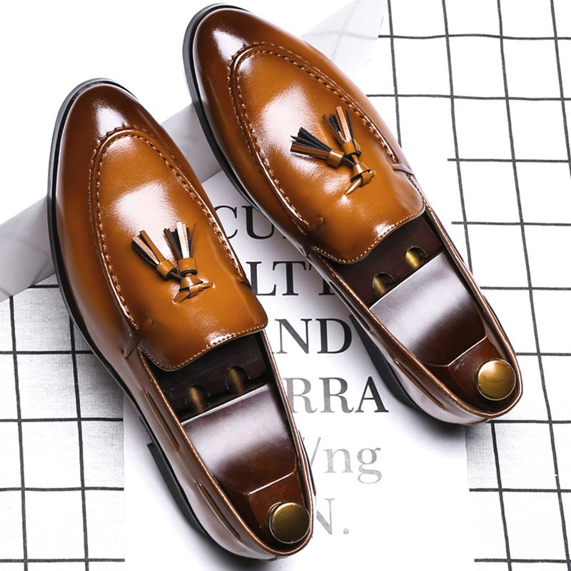 Xinyida tide shoes men's British pointed-toe shoes cover feet tassel casual men's shoes large size foreign trade shoes model B08-G brown 40 - Image 4