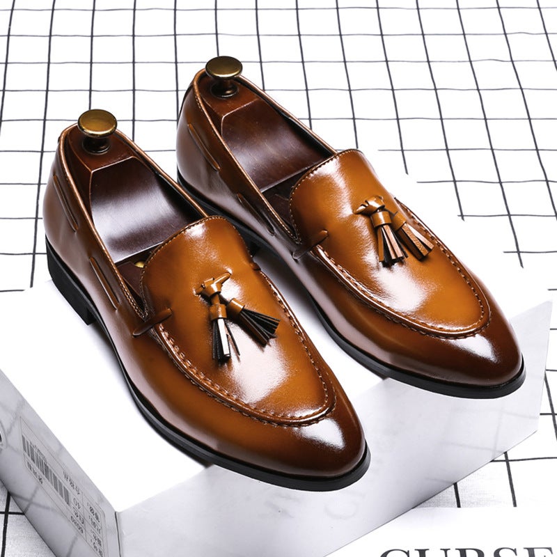 Xinyida tide shoes men's British pointed-toe shoes cover feet tassel casual men's shoes large size foreign trade shoes model B08-G brown 40 - Image 5