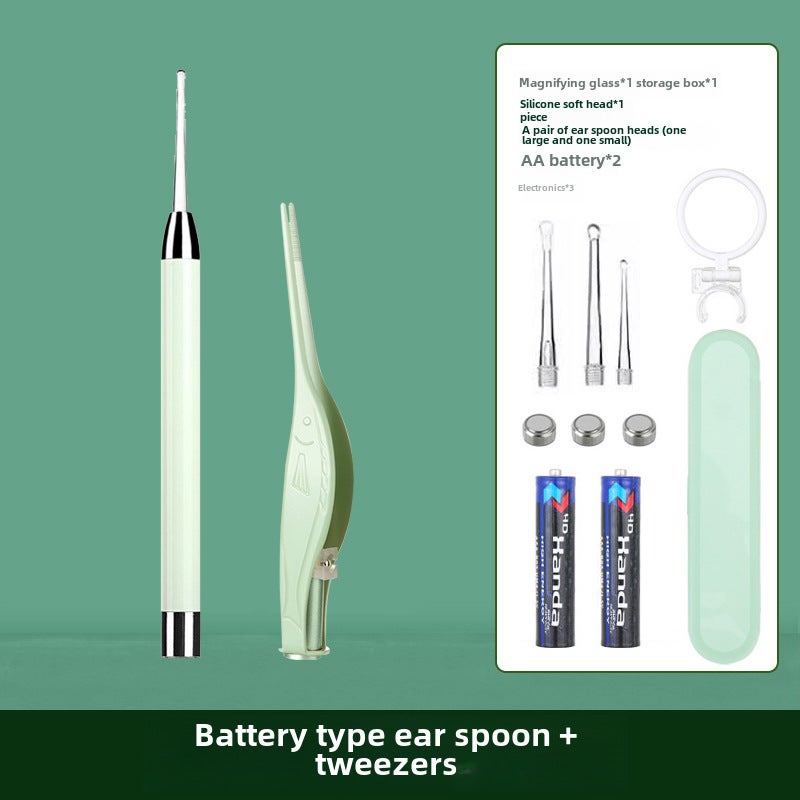 Ear Cleaning Tool with LED Light USB Rechargeable Ear Spoon Set - Child-Friendly Design for Kids and Babies - Image 1