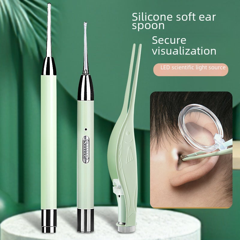 Ear Cleaning Tool with LED Light USB Rechargeable Ear Spoon Set - Child-Friendly Design for Kids and Babies - Image 2