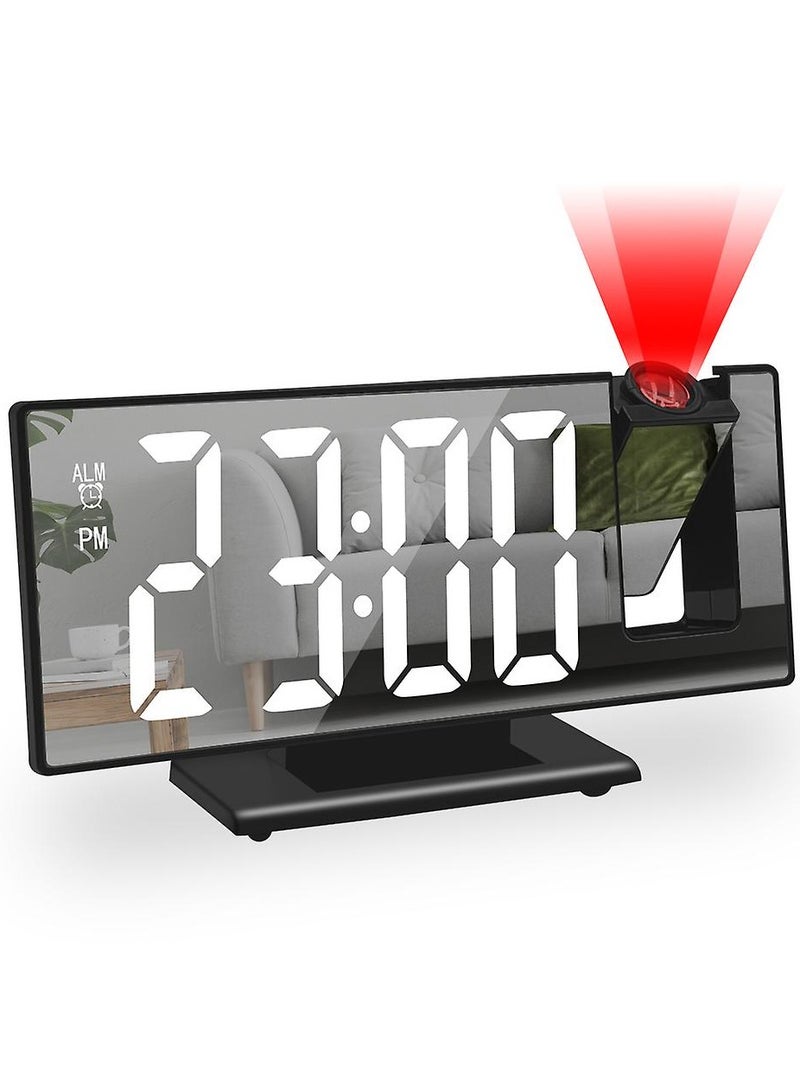 DubaiGallery ساعة منبه رقمية مع عرض ذراع بزاوية 180° ودرجة حرارة ورطوبة ووضع ليلي وزر تأجيل ساعة طاولة 12/24 ساعة مع جهاز عرض USB وساعة LED - Image 1