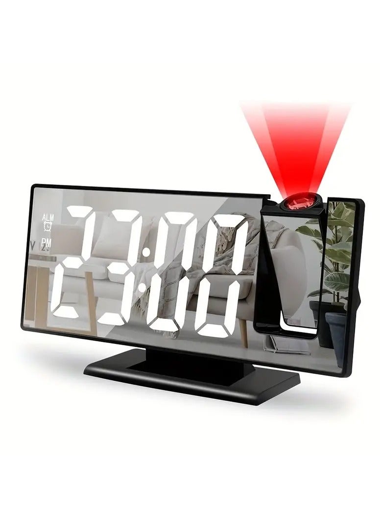 DubaiGallery ساعة منبه رقمية مع عرض ذراع بزاوية 180° ودرجة حرارة ورطوبة ووضع ليلي وزر تأجيل ساعة طاولة 12/24 ساعة مع جهاز عرض USB وساعة LED - Image 3