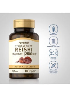 Piping Rock Reishi Mushroom Capsules 500Mg  100 Pills  Standardized Extract  Gluten Free Supplement Nongmo  - Image 3