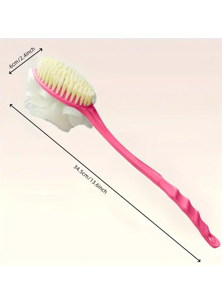 Ucanbe 1pc Multifunctional Bath Brush, Exfoliating Back Scrubber, Long Handle Soft Bristle Japanese Bath Brush, Multifunctional Dual-purpose Mud Rubbing Bath Brush for Back, Blue/pink, Exfoliating  - Image 2