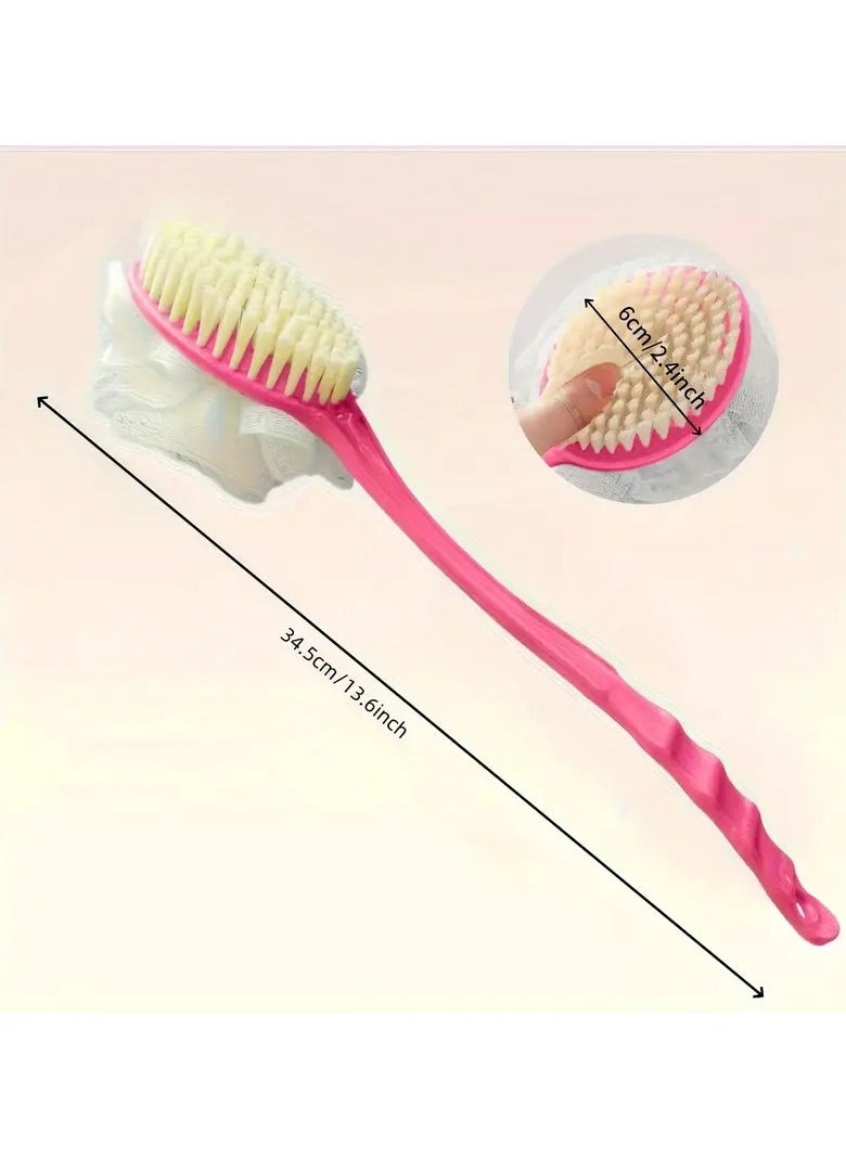 Ucanbe 1pc Multifunctional Bath Brush, Exfoliating Back Scrubber, Long Handle Soft Bristle Japanese Bath Brush, Multifunctional Dual-purpose Mud Rubbing Bath Brush for Back, Blue/pink, Exfoliating  - Image 3