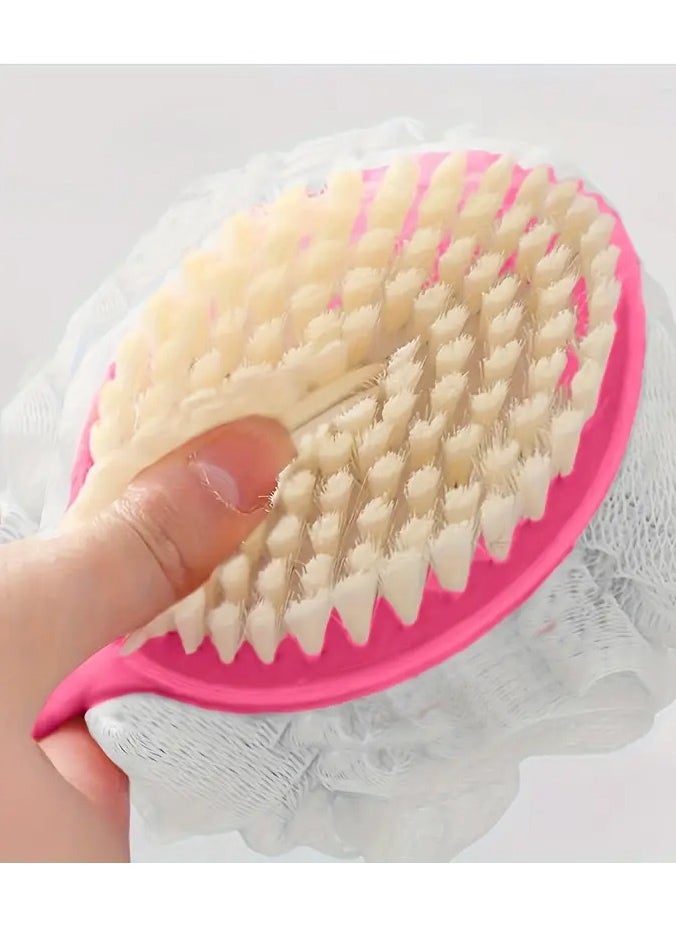 Ucanbe 1pc Multifunctional Bath Brush, Exfoliating Back Scrubber, Long Handle Soft Bristle Japanese Bath Brush, Multifunctional Dual-purpose Mud Rubbing Bath Brush for Back, Blue/pink, Exfoliating  - Image 4