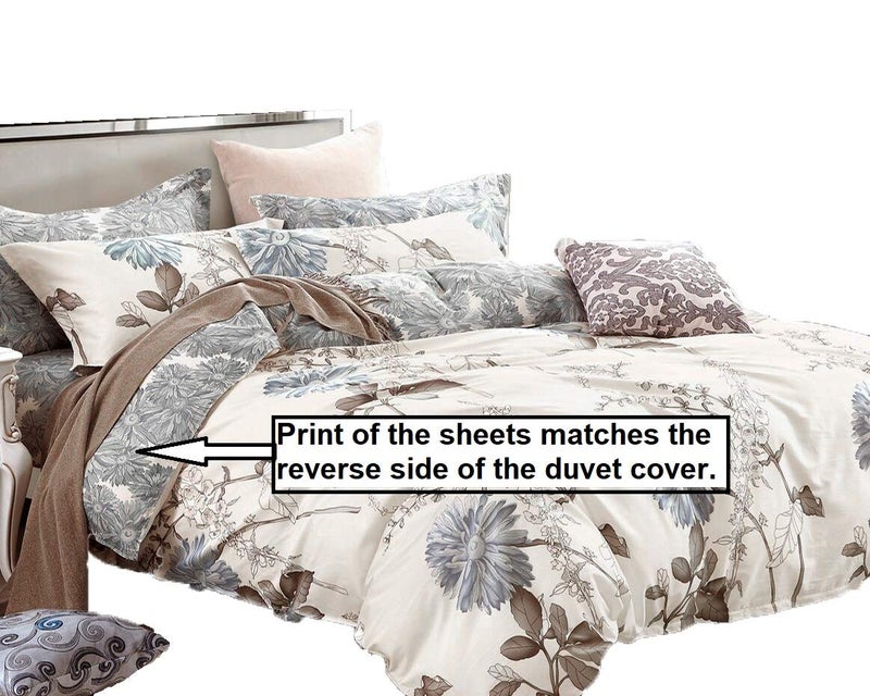 Swanson Beddings Daisy Silhouette 100 Cotton Sheet Set  Fitted Sheet Flat Sheet and Two Matching Pillowcases Queen