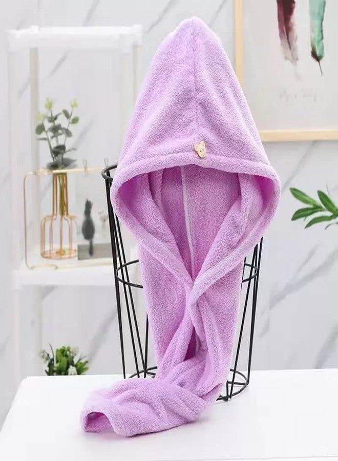 Nightstar Hair Towel Wraps Absorbent Soft Turban Quick Hair Drying Bathrobe Cap Magic Salon Head Towel Makeup Cosmetics Cap for Women (1 Pc) (Purple) - Image 3