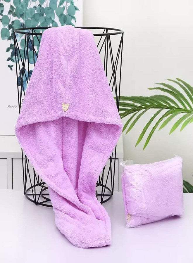 Nightstar Hair Towel Wraps Absorbent Soft Turban Quick Hair Drying Bathrobe Cap Magic Salon Head Towel Makeup Cosmetics Cap for Women (1 Pc) (Purple) - Image 2
