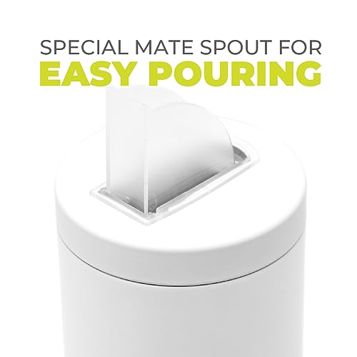 BALIBETOV Yerbero Yerba Container with Spout - Stainless Steel Container Pouring Lid Easy Filling Mate Cup - Works for Sugar Dispenser sugar container and Coffee Container For Ground Coffee (White) - Image 4