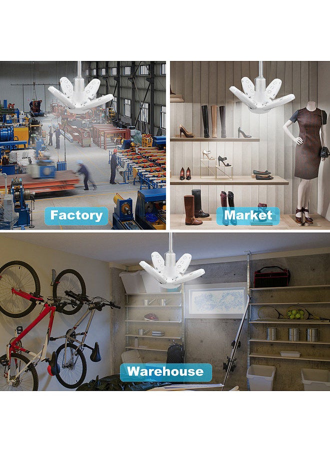Generic LED Garage Lights- Garage Lights Ceiling, 28W 1500LM 6500-7000K E27/E26 LED Garage Ceiling Lights with 4 Adjustable Panels for Garages, Workshop,indoor, outdoor, workshop and warehouse, full Area  - Image 5