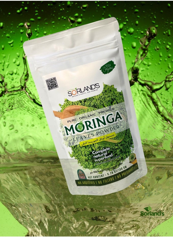 Sorland's - Pure Organic Moringa Leaves Powder -150 Gm Complete Natural Superfood | Certified Organic | Premium Quality with Shed Drying Solar Technology - Image 1